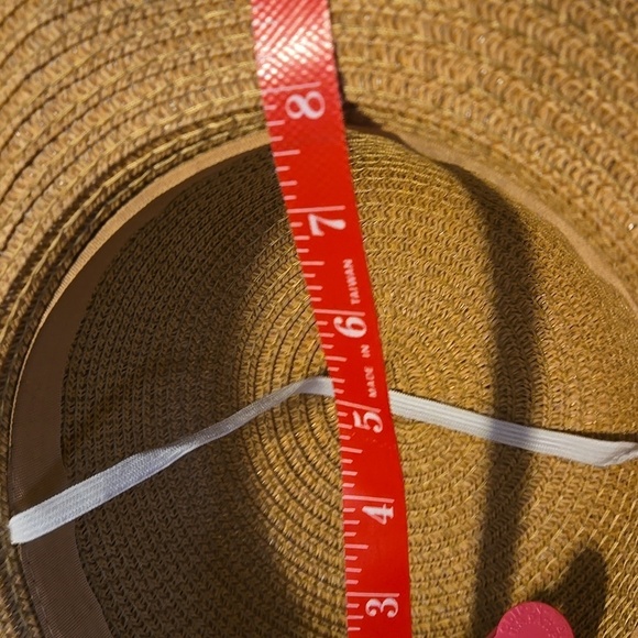 Ladies Sun Hat with Elastic Neck Strap with Black Bow on Backside - Picture 6 of 7